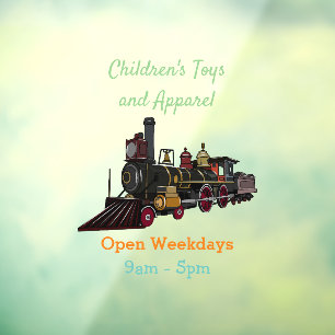 Steam locomotive cartoon illustration window cling