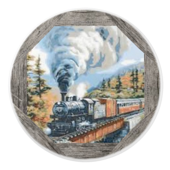 Steam Locomotive Ceramic Door Knob (Front)