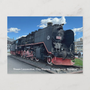 Steam Locomotive, Cluj-Napoca, Romania, on a Holiday Postcard