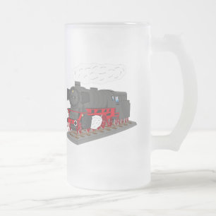 steam locomotive frosted glass beer mug