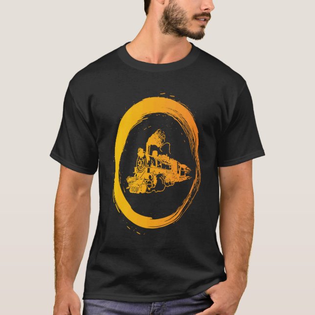 Steam locomotive model train railroad T-Shirt (Front)