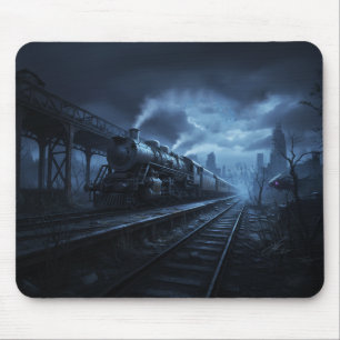Steam Locomotive On A Dark Stormy Night Mouse Mat