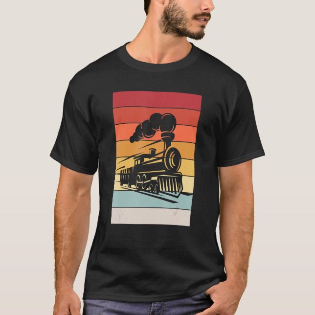 Steam Locomotive Retro I Model Railroad Railwayman T-Shirt (Front)