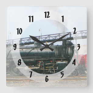 Steam Locomotive Square Wall Clock