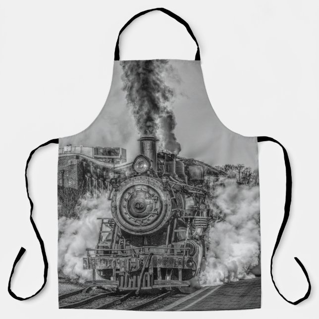 Steam Locomotive Train Engine Railroad Lover Apron (Front)