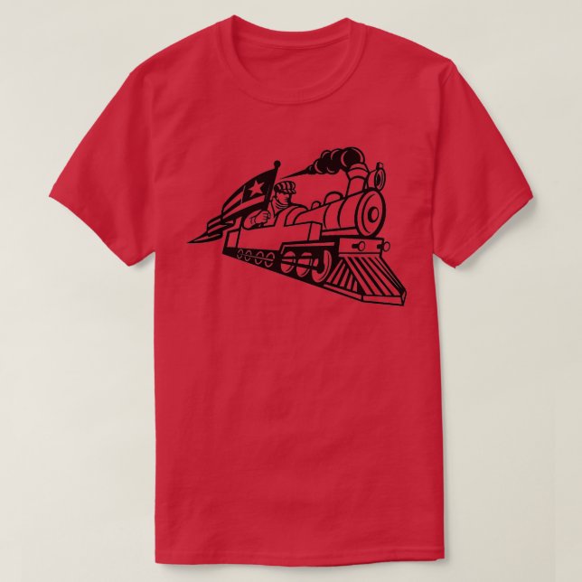 Steam Locomotive Train Engineer T-Shirt (Design Front)