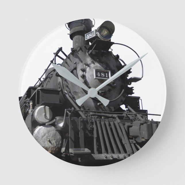 Steam Locomotive Train Railway Railroad Gifts Roun Round Clock (Front)