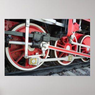 Steam locomotive wheels poster
