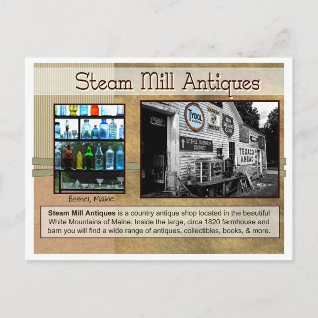 Steam Mill Antiques Postcard (Front)
