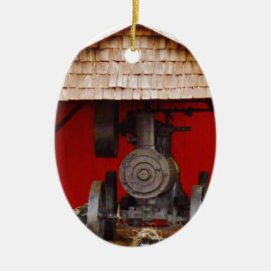 Steam powered Antique Tracter Ceramic Tree Decoration