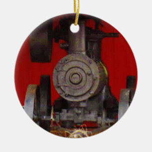 Steam powered Antique Tracter Ceramic Tree Decoration