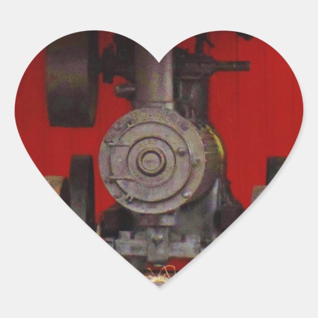 Steam powered Antique Tracter Heart Sticker (Front)