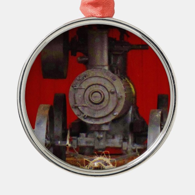 Steam powered Antique Tracter Metal Tree Decoration (Front)
