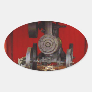 Steam powered Antique Tracter Oval Sticker
