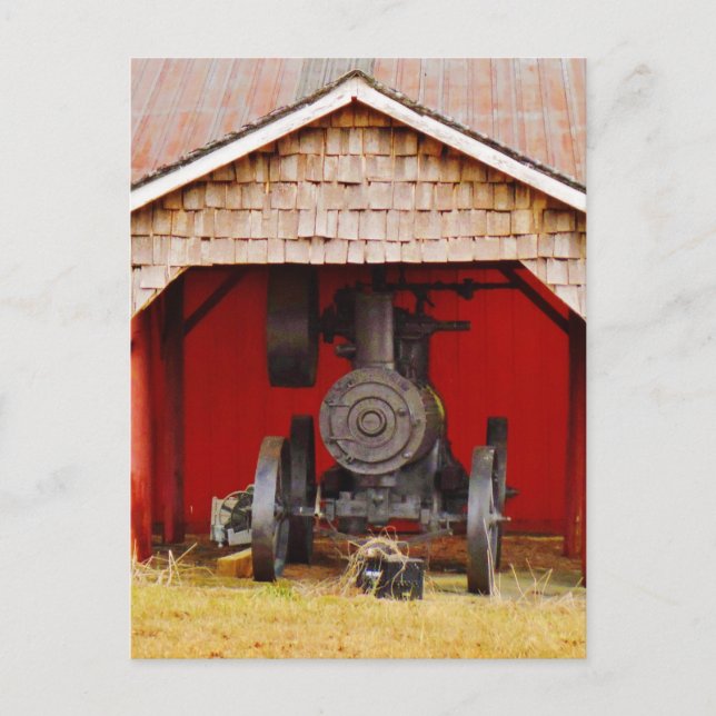 Steam powered Antique Tracter Postcard (Front)