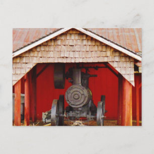 Steam powered Antique Tracter Postcard