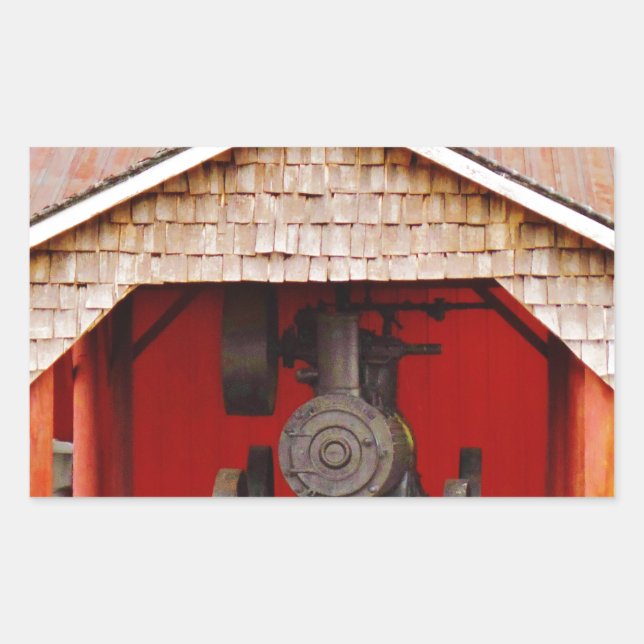 Steam powered Antique Tracter Rectangular Sticker (Front)