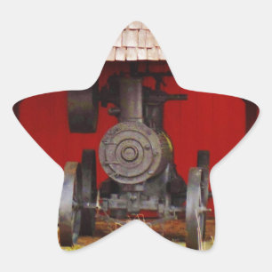 Steam powered Antique Tracter Star Sticker