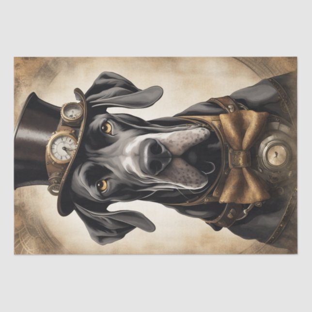 Steam-Powered Elegance: Great Dane in Steampunk Tissue Paper (Front)
