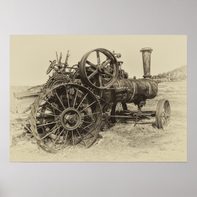 Steam Powered Farm Tractor Poster (Front)