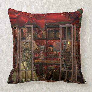 Steam Punk era elements pillow. Cushion