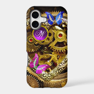STEAM PUNK GEARS ,GEMSTONES, BUTTERFLIES MONOGRAM