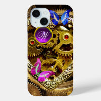 STEAM PUNK GEARS ,GEMSTONES, BUTTERFLIES MONOGRAM