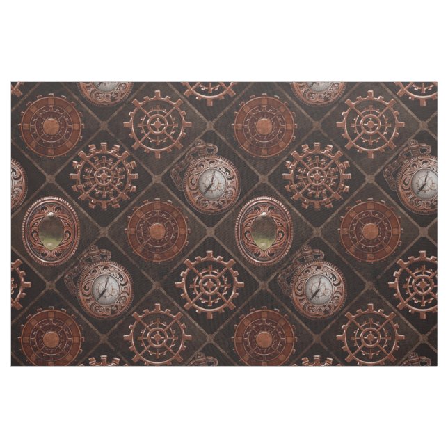 Steam Punk Gears Modern Retro Abstract Pattern Fabric (Yard)