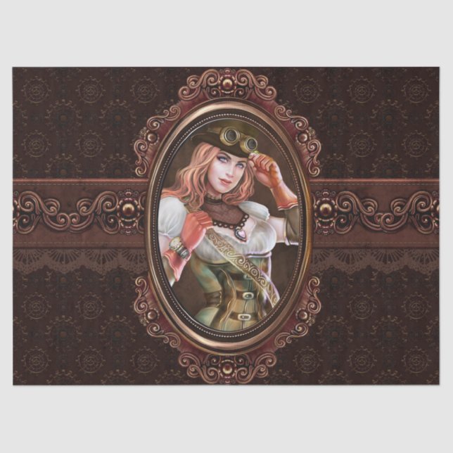 Steam Punk Gears Modern Retro Abstract Pattern Tissue Paper (Front)