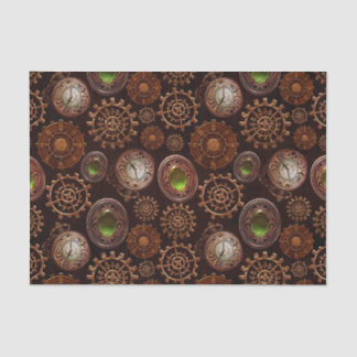 Steam Punk Gears Modern Retro Abstract Pattern Tissue Paper
