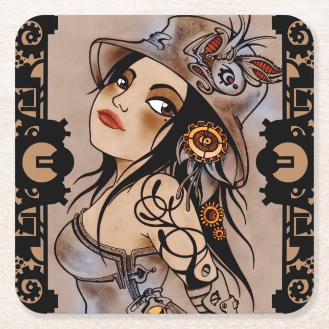 steam punk girl coaster (Front)