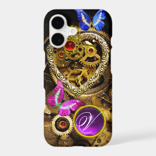 STEAM PUNK HEART,GEARS,GEMS,BUTTERFLIES MONOGRAM