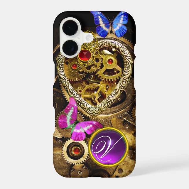 STEAM PUNK HEART,GEARS,GEMS,BUTTERFLIES MONOGRAM (Back)