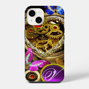 STEAM PUNK HEART,GEARS,GEMS,BUTTERFLIES MONOGRAM iPhone 14 CASE