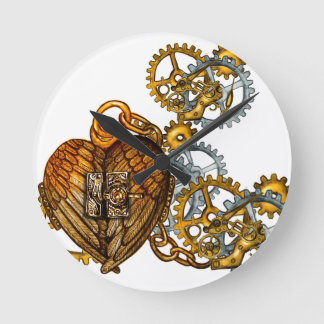 Steam punk Heart Round Clock