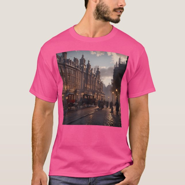 Steam Punk London Streets City Steampunk City Aest T-Shirt (Front)
