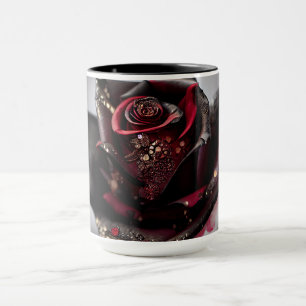 Steam Punk Ornate Black Rose Mug