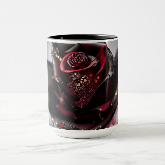 Steam Punk Ornate Black Rose Mug (Center)