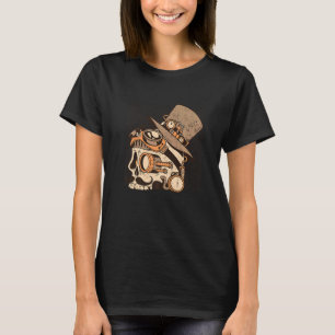 Steam Punk Skull With Hat Goggle Glasses Steampunk T-Shirt