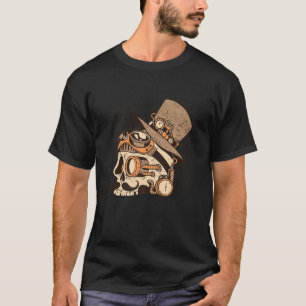 Steam Punk Skull With Hat Goggle Glasses Steampunk T-Shirt