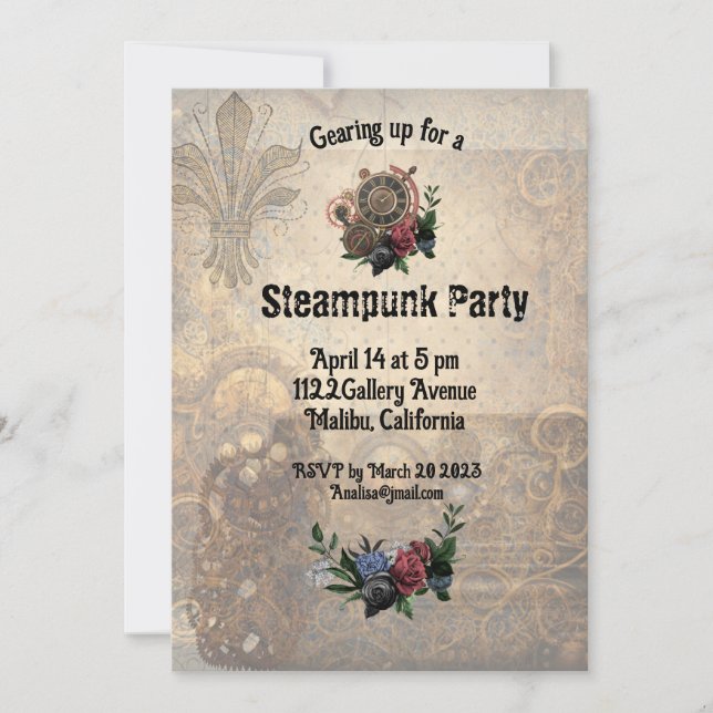 Steam Punk Themed Party Invitation (Front)