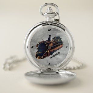 Steam Punk Train Engine Pocket Watch