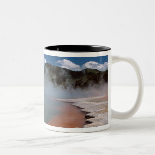 Steam rising from Champagne Pool at WAI-O-TAPU Two-Tone Coffee Mug