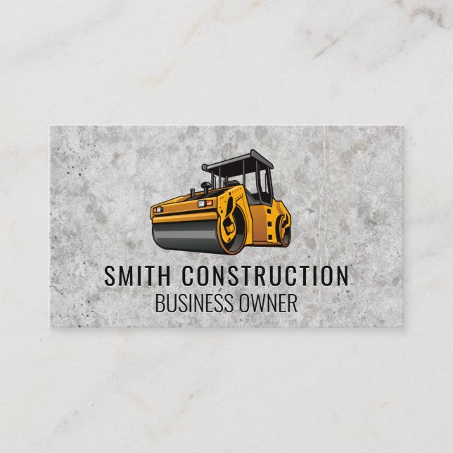 Steam Roller | Concrete | Construction Business Card (Front)