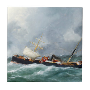Steam sailing ship Finsbury 1881 Tile