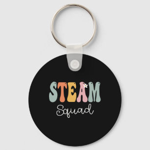 Steam Squad Retro Groovy Vintage Happy First Day O Key Ring