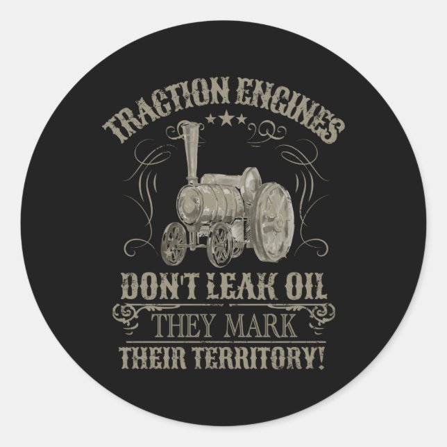 Steam Traction Engine Retiret For Steam Engine Classic Round Sticker (Front)