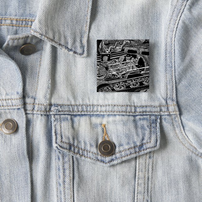 STEAM TRAIN 15 CM SQUARE BADGE (In Situ)