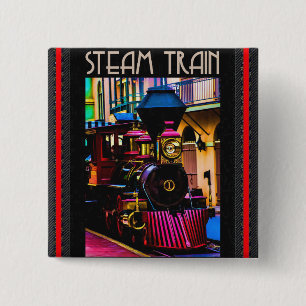 Steam Train 15 Cm Square Badge