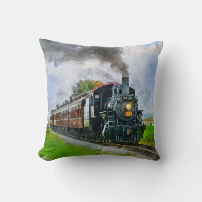 Steam Train 89, Steam Engine Locomotive Railroad  Cushion (Front)